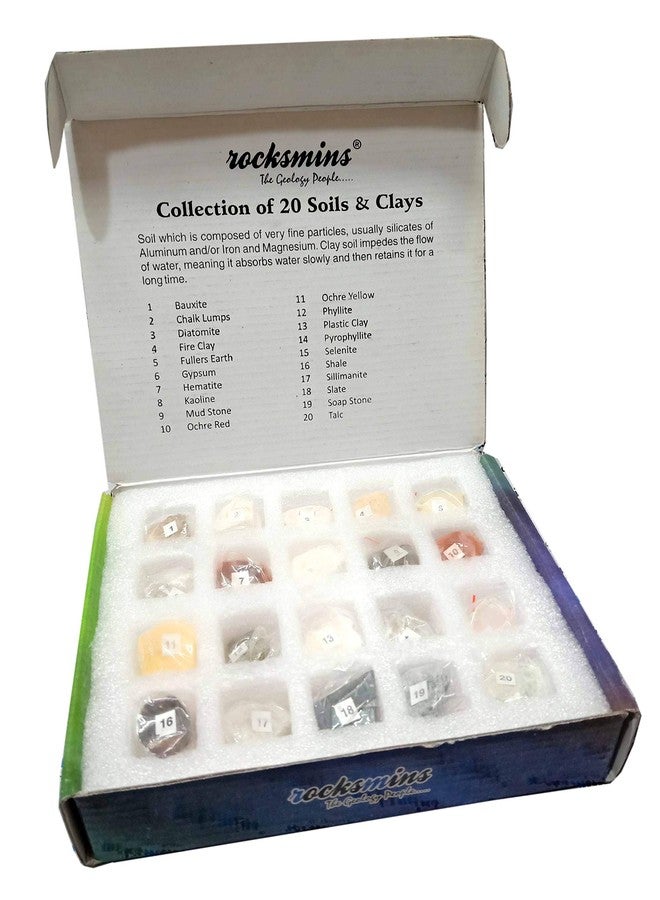 rocksmins So20Pt Soil&Clay Collection (Collection of 20 Soil&Clay Minerals) for Education Rocksmins,Multi - Image 1